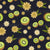 Painterly kiwi pieces and yellow wildflowers - dark blue Image