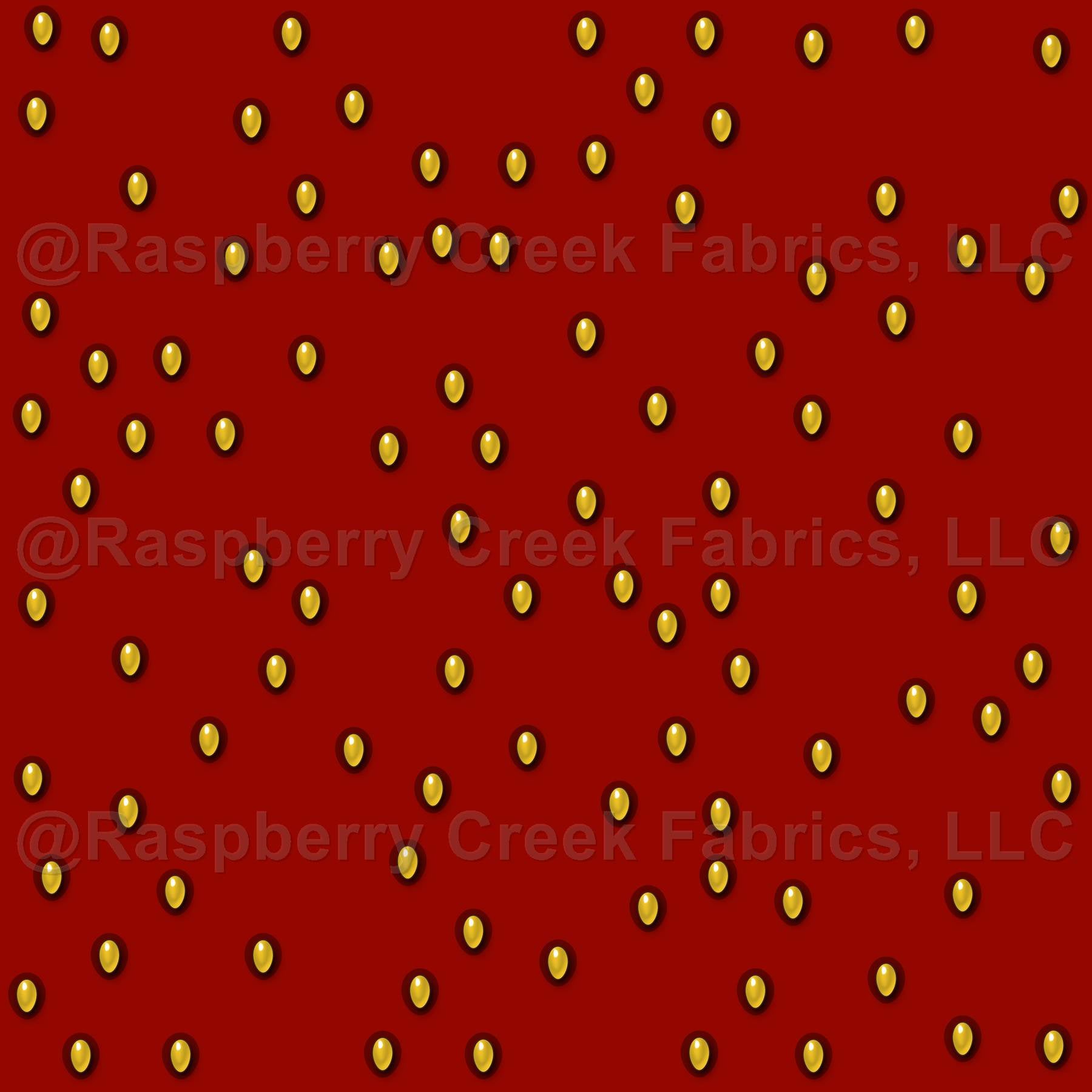 strawberry seed fabric Strawberry Seeds on Red