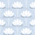 White and Powder Blue Lotus Art Deco Flowers Dark Gray Scallop Dots Wallpaper Image