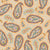 Tossed Paisley Droplets in Muted Earth Tones of Teals, Mauves, and Yellow Ochres on a Pale Peach Background as a Non-Directional Design Image