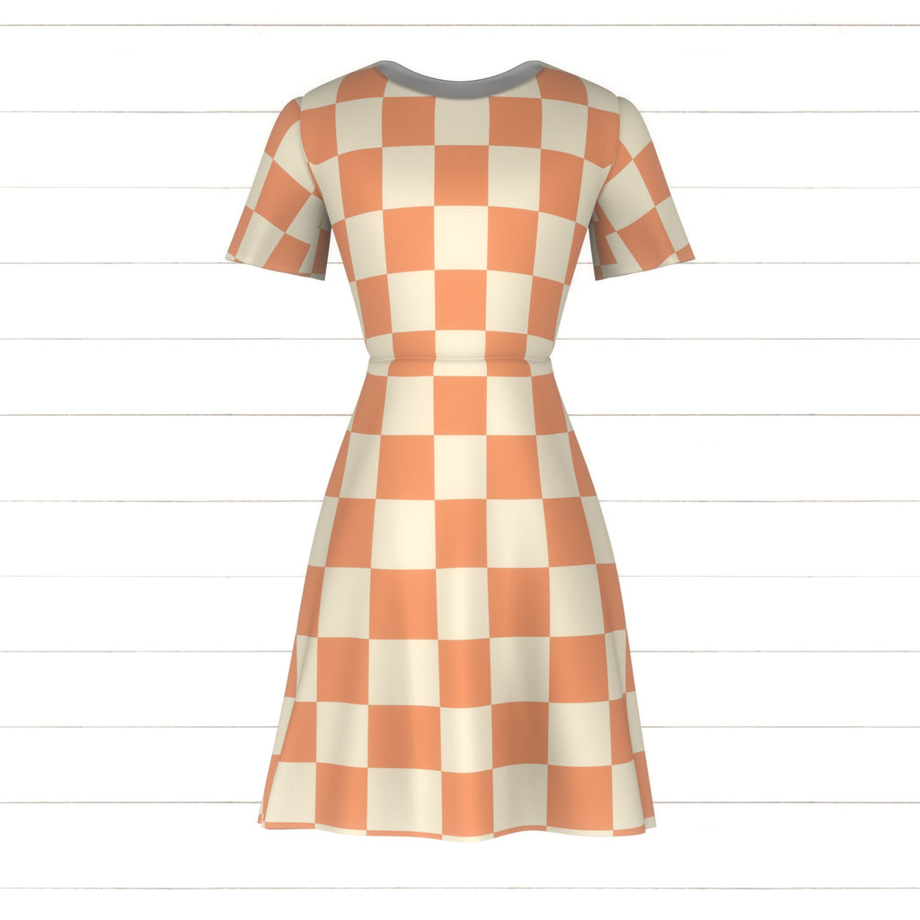 Orange and Off White Checkerboard {Pastel Shapes} Fabric, Raspberry Creek Fabrics