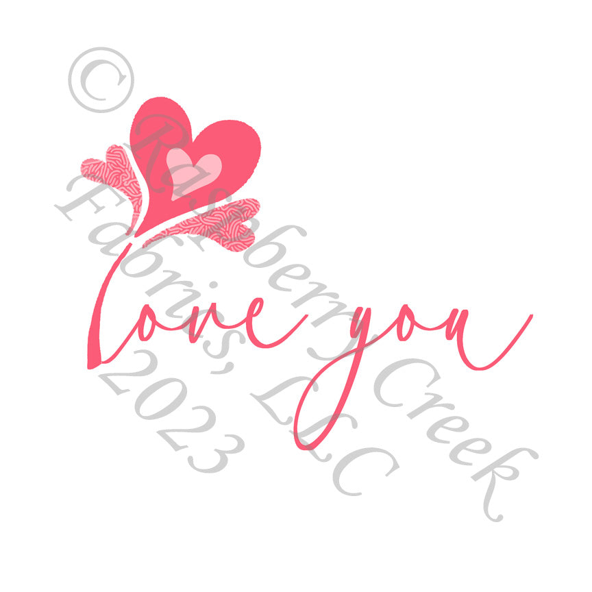 Tonal Salmon Love You Heart Panel, All The Hearts by Elise Peterson for CLUB Fabrics