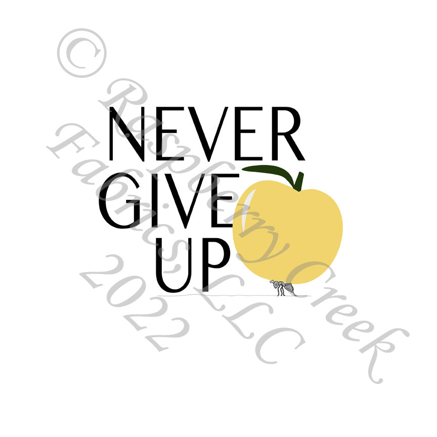 Black Yellow and Grey Ant Never Give Up Panel, Back to School By Elise Peterson for Club Fabrics