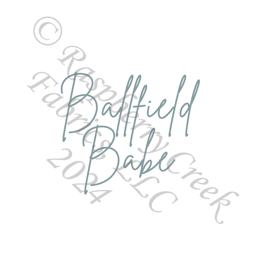 Steel Blue an White Ballfield Babe Panel, Ball Game by Bri Powell for CLUB Fabrics