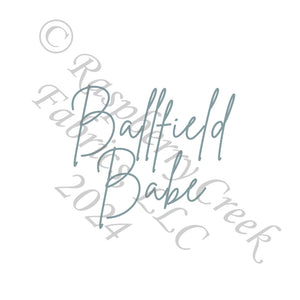 Steel Blue an White Ballfield Babe Panel, Ball Game by Bri Powell for CLUB Fabrics