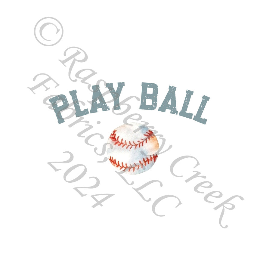 Red Steel Blue and White Play Ball Baseball Panel, Ball Game by Bri Powell for CLUB Fabrics
