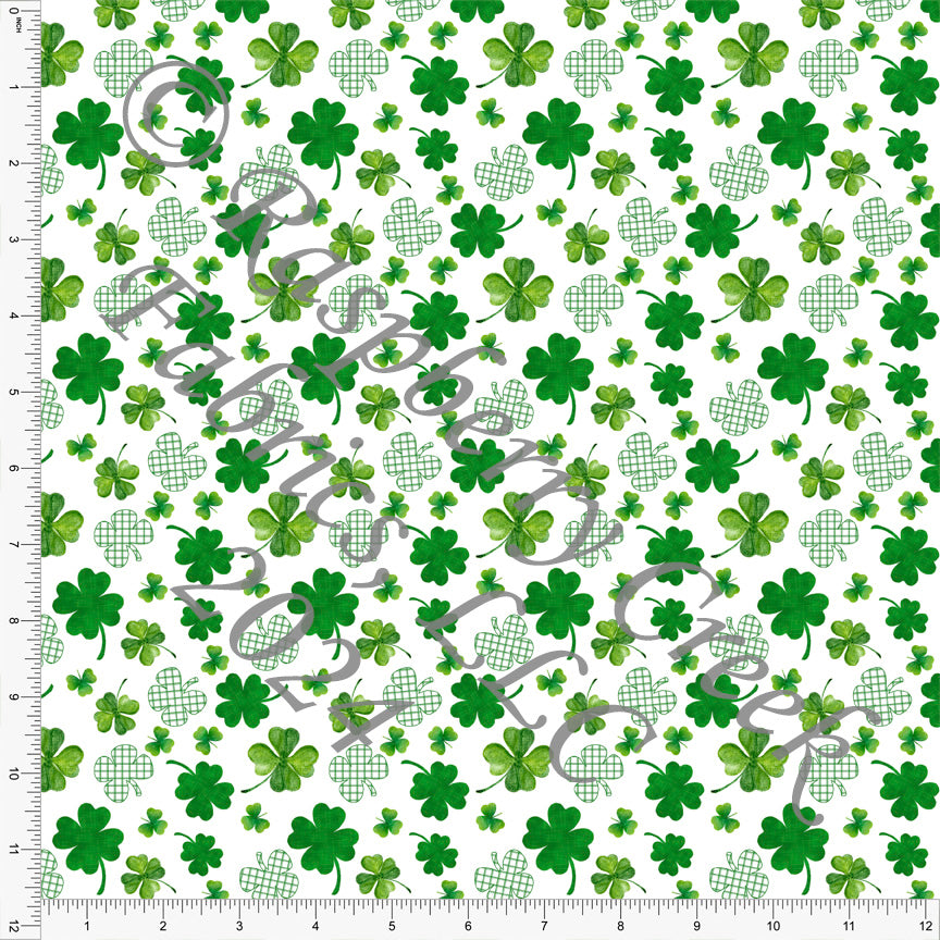 Kelly Green Patterned Shamrock Print  Fabric, Best Of for CLUB Fabrics
