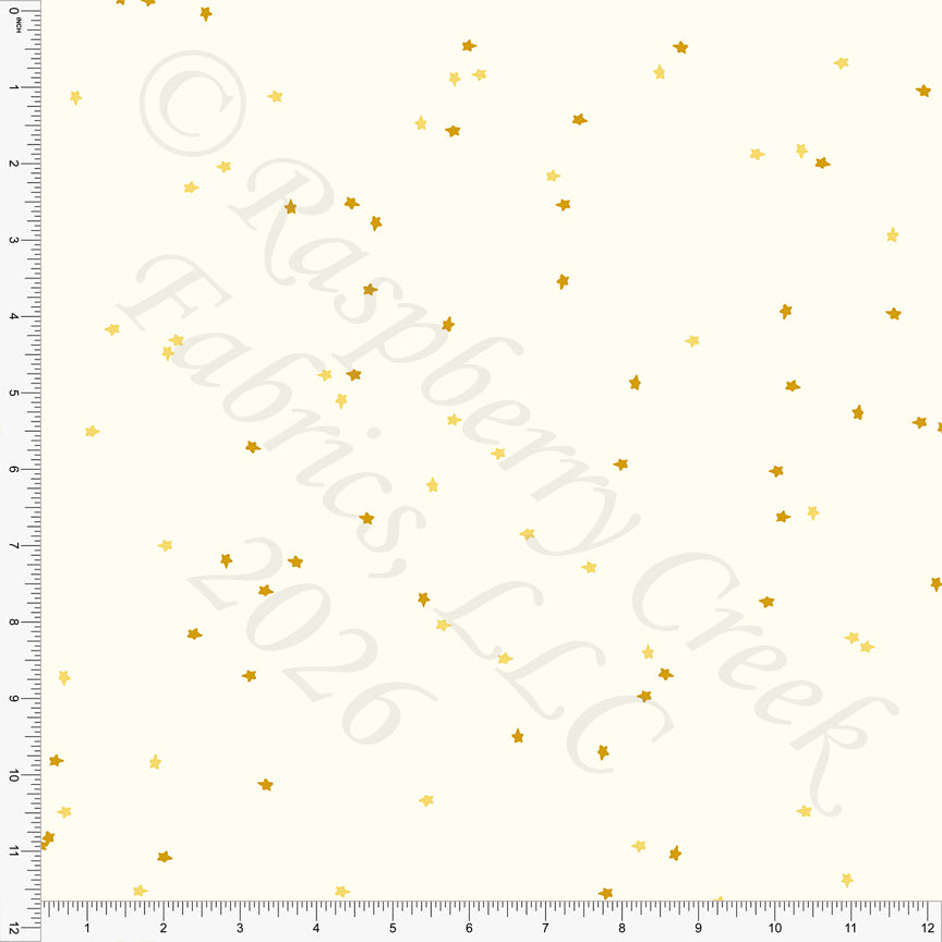 Cream Tonal Mustard Gold Star Stickers, Field Notes by Bri Powell for CLUB Fabrics