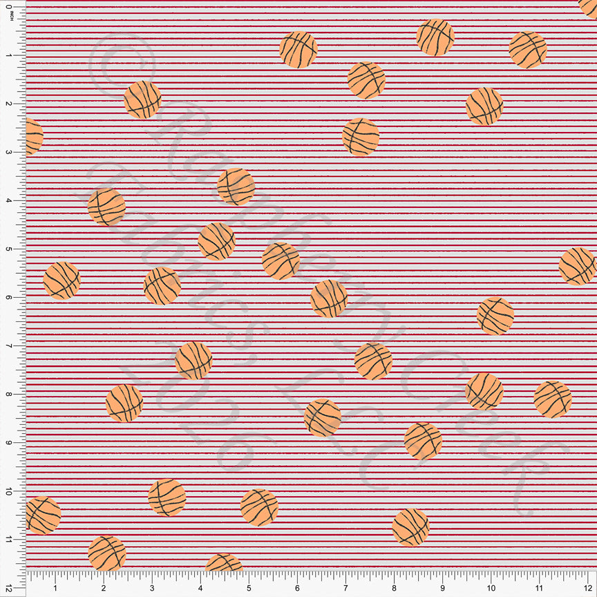 Grey Red Orange Black Basketball Micro Stripe, Field Notes by Bri Powell for CLUB Fabrics