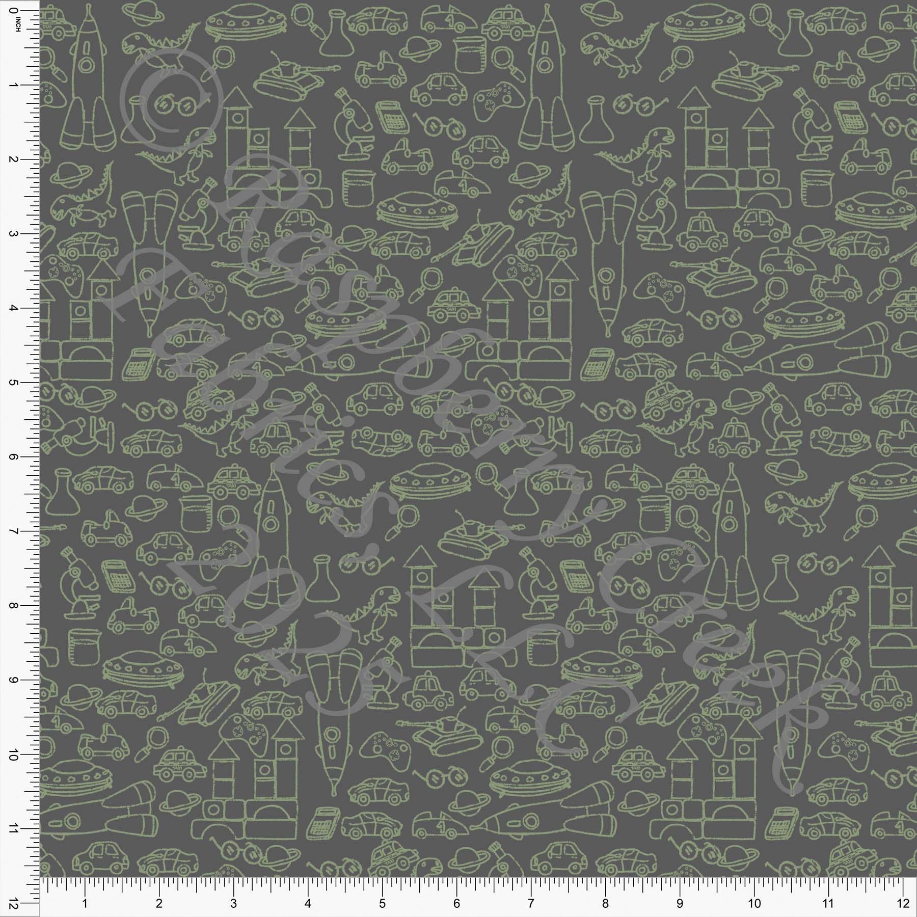 Toy Room Sage Dark Grey Long Live Boyhood by Bri Powell Fall 2025 CLUB Fabrics