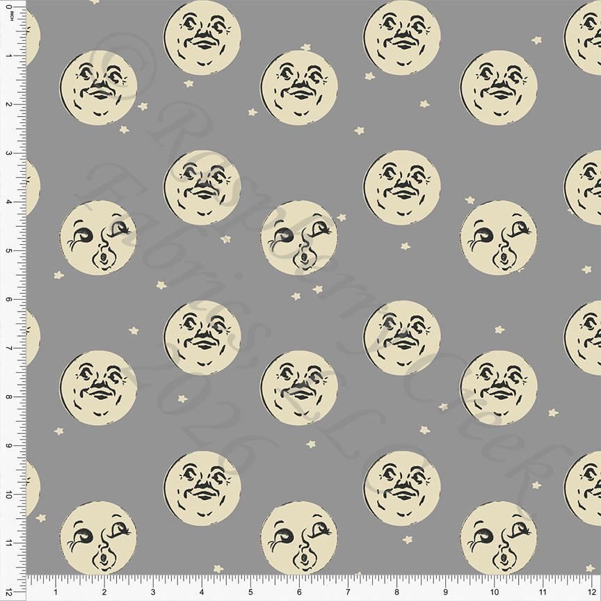Grey Cream Man In The Moon, Read More BOOooks by Bri Powell for CLUB Fabrics