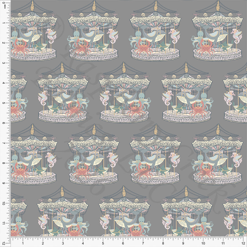 Dark Grey Dusty Blue Dusty Pink Grey Khaki Carnival Fabric, Saltwater by Bri Powell for CLUB Fabrics