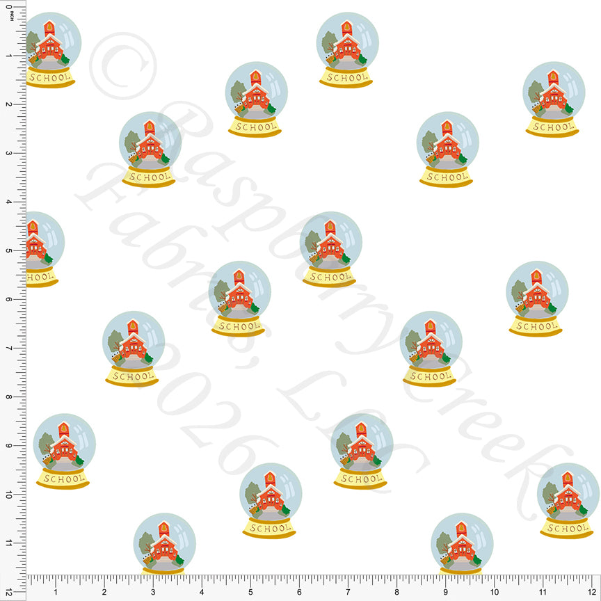 Light Blue Red Mustard Green School Snow Globes, Field Notes by Bri Powell for CLUB Fabrics