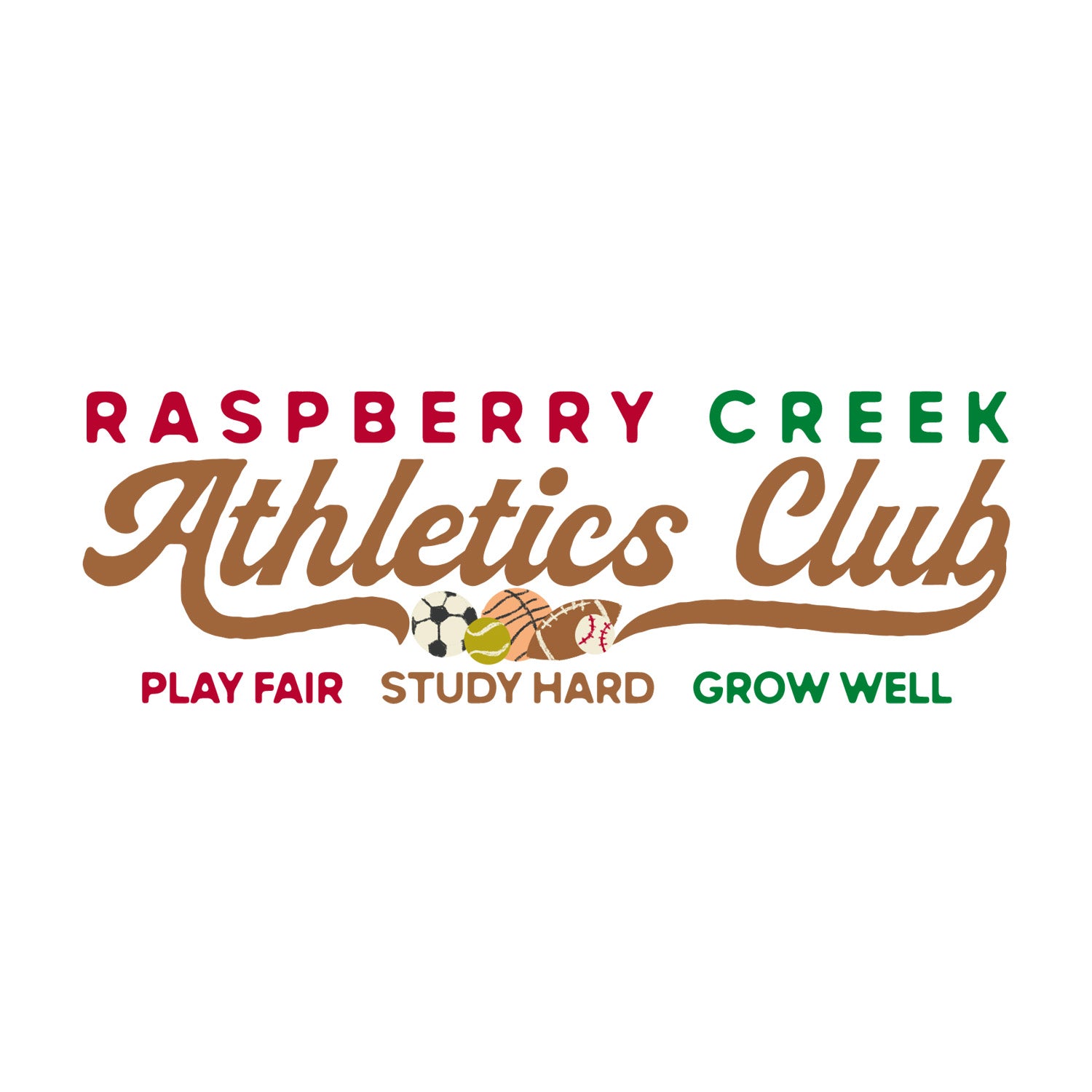 Red Green Milk Chocolate Raspberry Creek Athletics Club Panel, Field Notes by Bri Powell for CLUB Fabrics