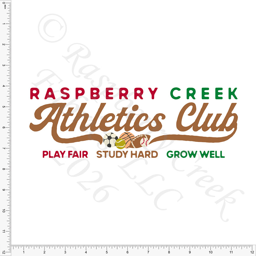 Red Green Milk Chocolate Raspberry Creek Athletics Club Panel, Field Notes by Bri Powell for CLUB Fabrics