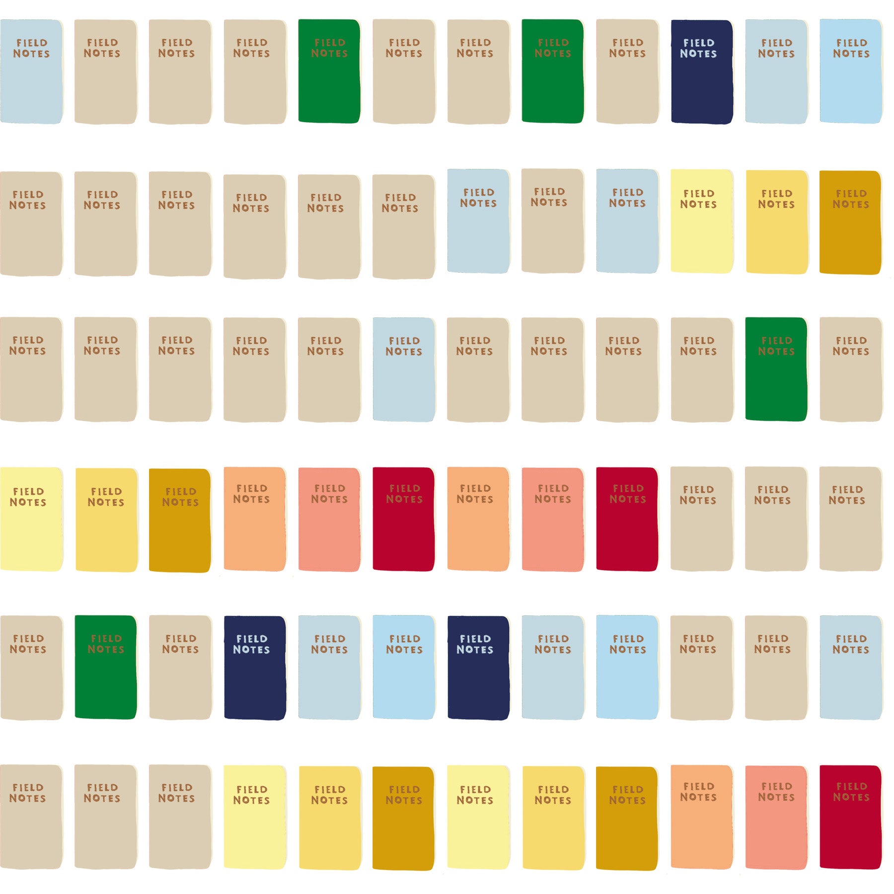 Red Green Navy Mustard Khaki Light Blue Notebooks, Field Notes by Bri Powell for CLUB Fabrics