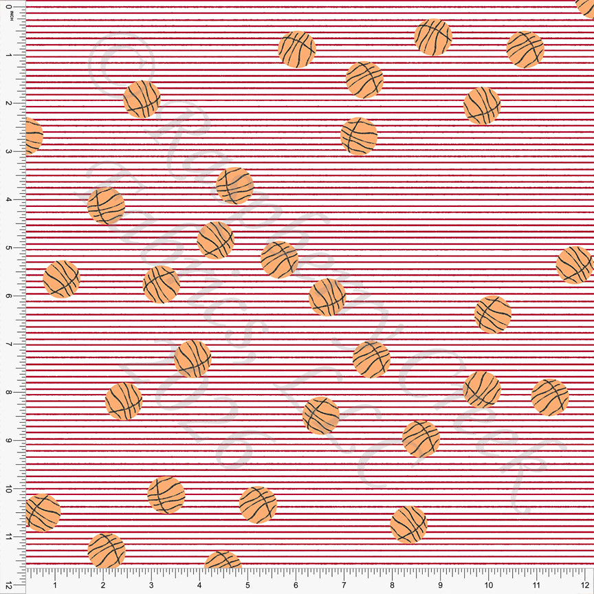 Red Orange Black Basketball Micro Stripe, Field Notes by Bri Powell for CLUB Fabrics