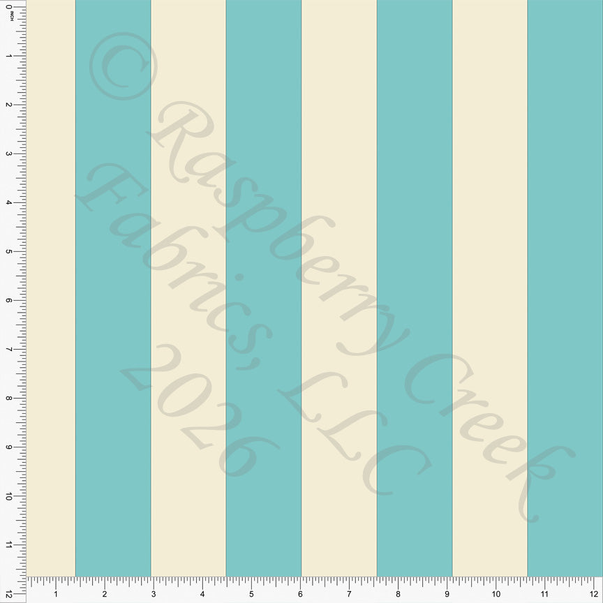 Light Peacock Cream Vertical Cabana Stripe, Florida by Bri Powell for CLUB Fabrics