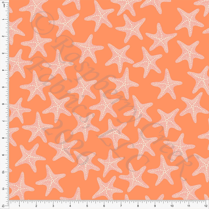 Orange Tonal Cream Starfish, Florida by Bri Powell for CLUB Fabrics
