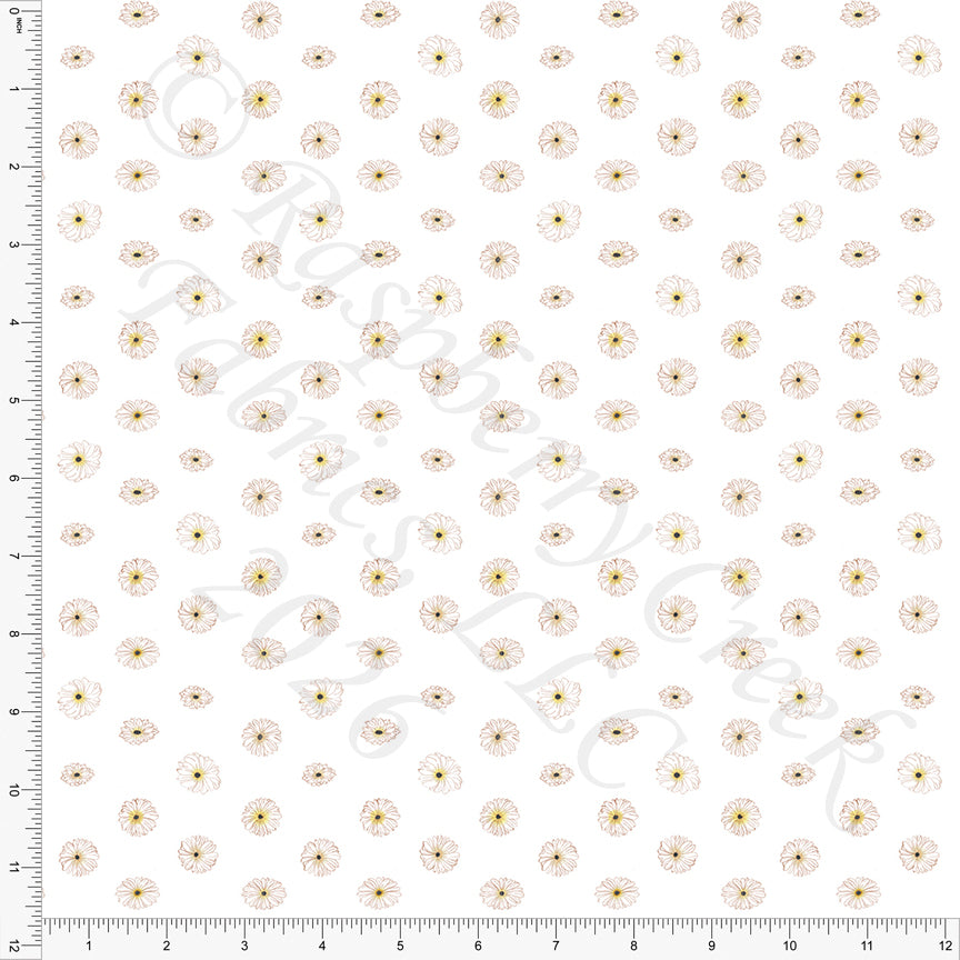 Mustard Rust Daisies, Found Things by Bri Powell for CLUB Fabrics