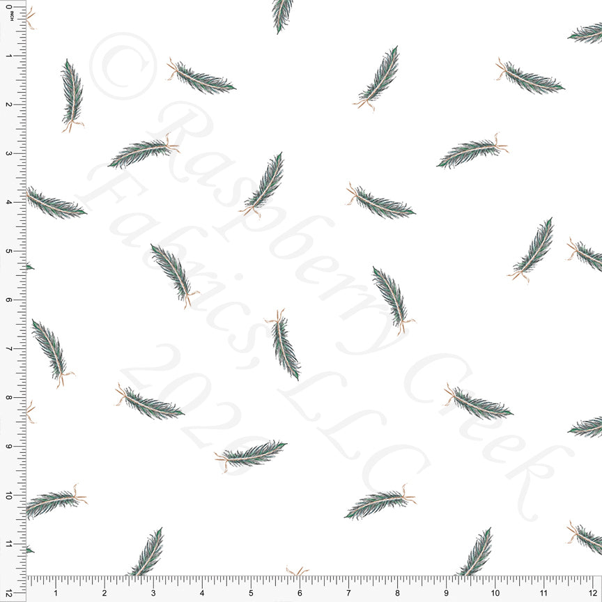 Tonal Grey Teal Feathers, Found Things by Bri Powell for CLUB Fabrics