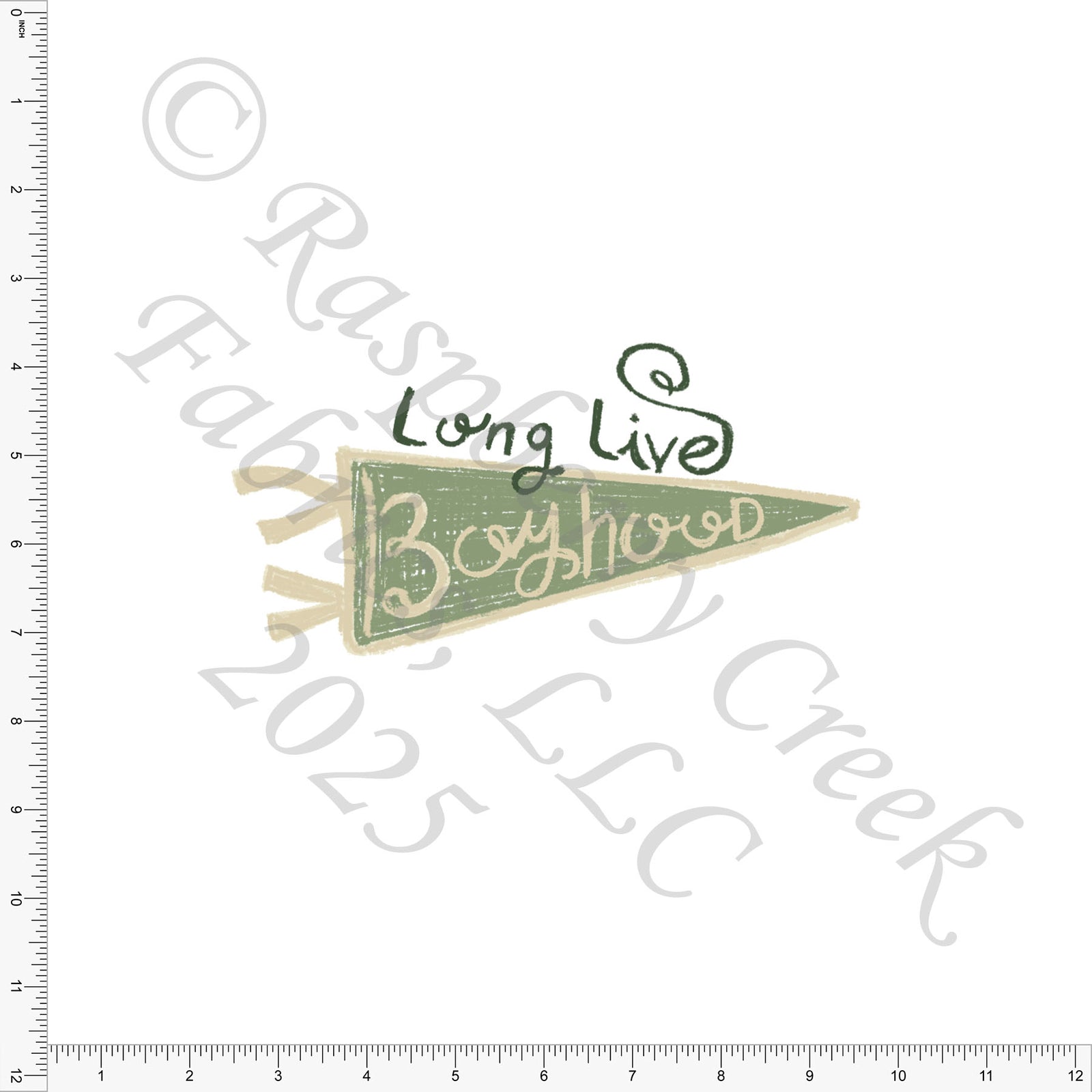 Pennant Sage Khaki Panel Long Live Boyhood by Bri Powell for Fall 2025 CLUB Fabrics