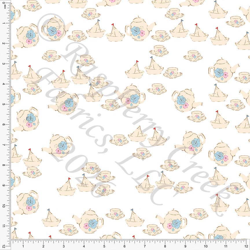Cream Pink Light Blue Spill The Tea, Oh My Stars by Bri Powell for CLUB Fabrics