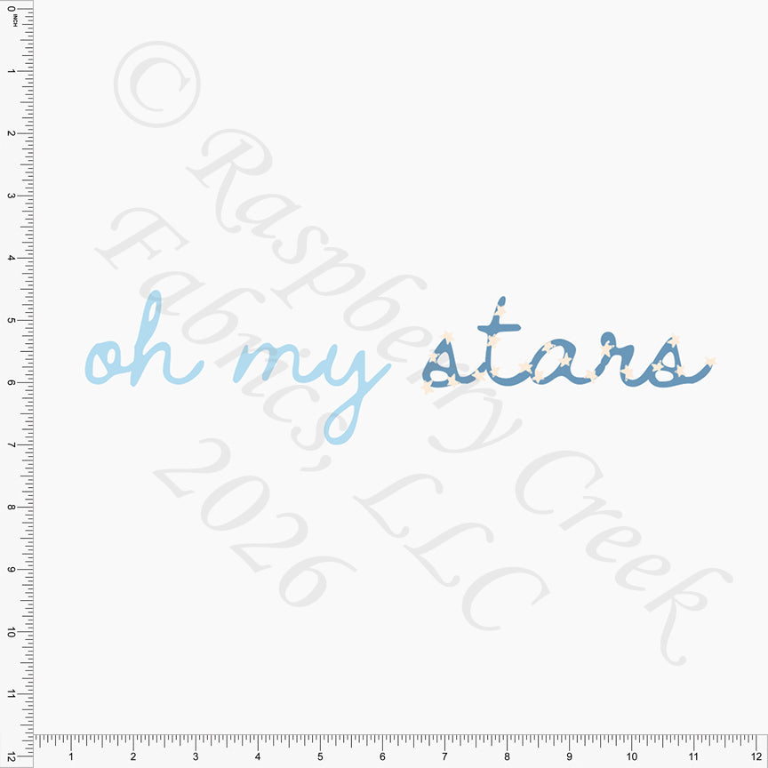 Light Blue Cream Oh My Stars Panel, Oh My Stars by Bri Powell for CLUB Fabrics