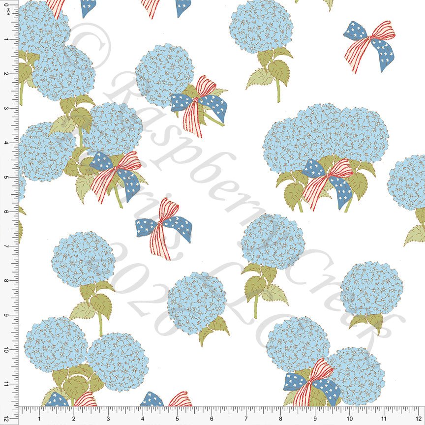 Light Blue Red Green Hydrangea Bouquet, Oh My Stars by Bri Powell for CLUB Fabrics