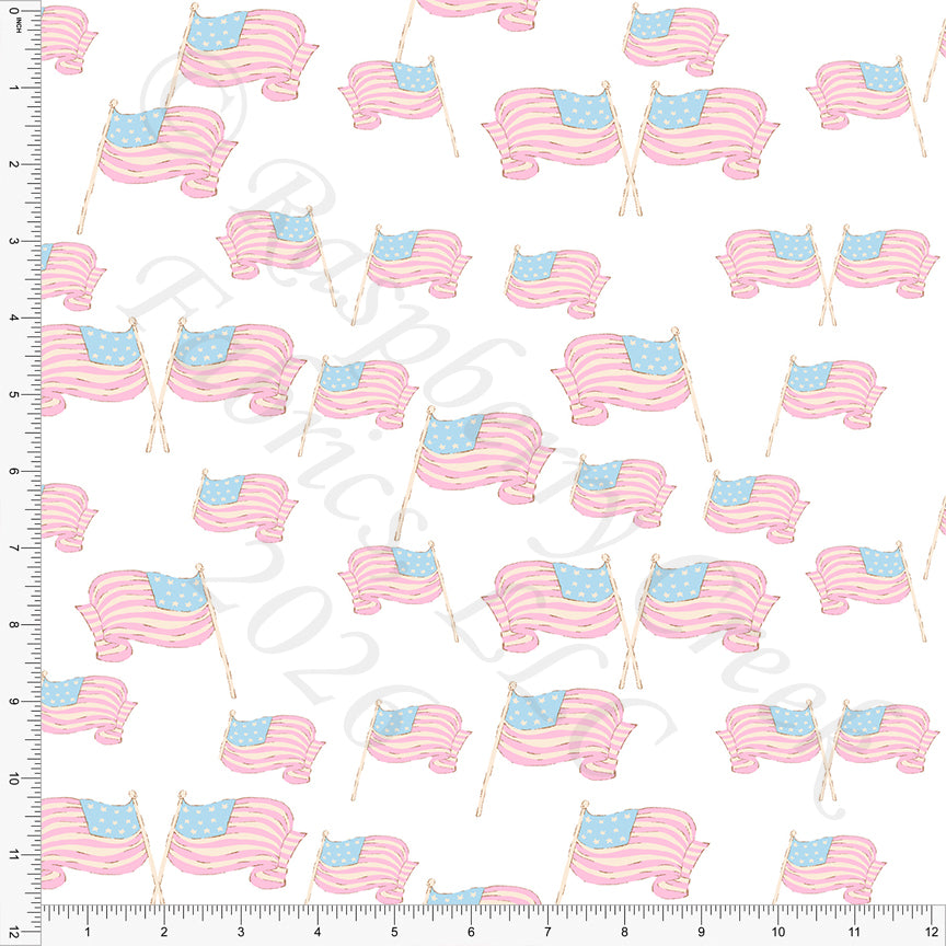 Light Pink Light Blue Waving Flags, Oh My Stars by Bri Powell for CLUB Fabrics