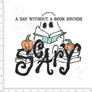 Black Orange Seafoam Without Books Panel, Read More BOOooks by Bri Powell for CLUB Fabrics