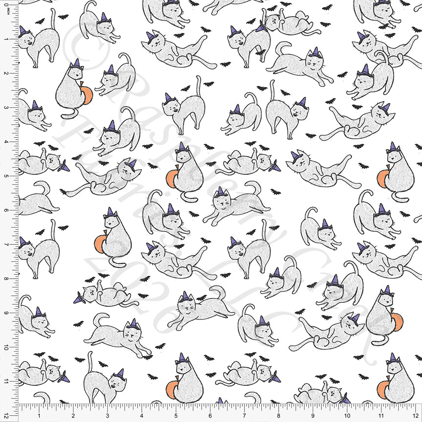 Grey Black Dusty Purple Orange Bats and Cats, Read More BOOooks by Bri Powell for CLUB Fabrics