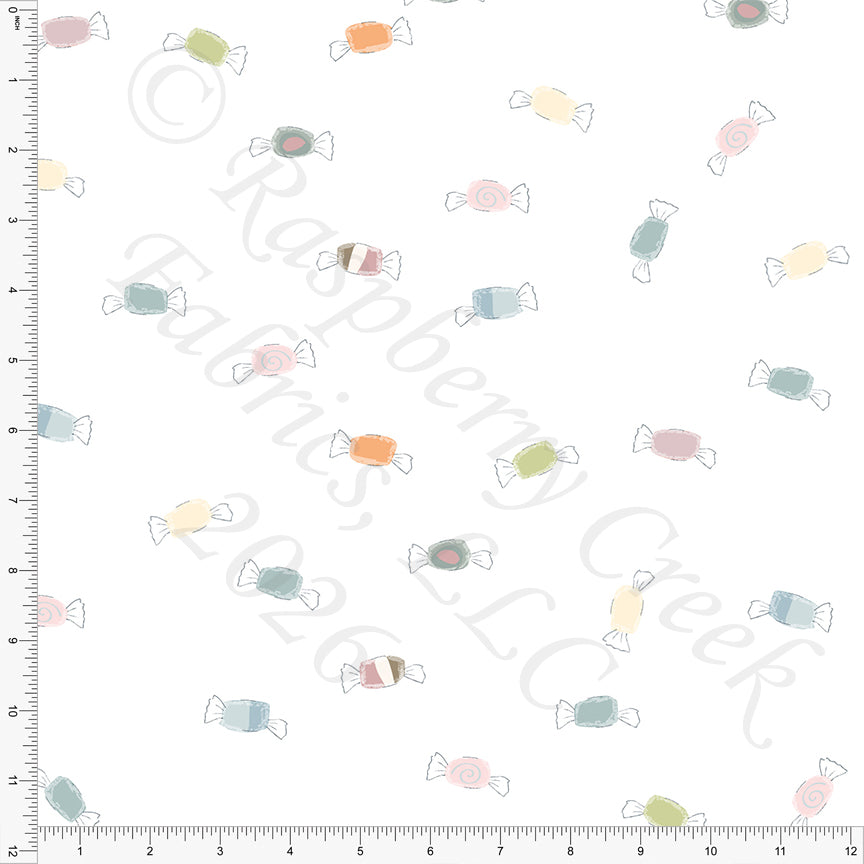 Dusty Blue Dusty Pink Cream Orange Saltwater Taffy Fabric, Saltwater by Bri Powell for CLUB Fabrics