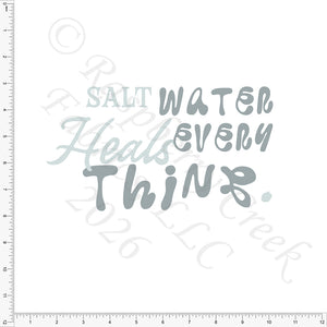 Tonal Dusty Blue Salt Water Heals Everything Panel, Saltwater by Bri Powell for CLUB Fabrics