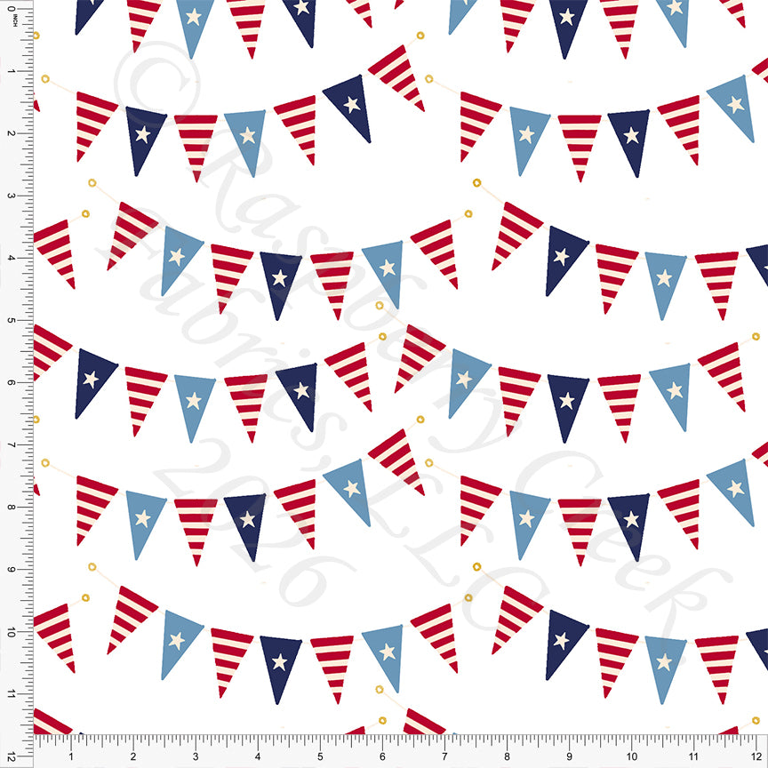 Red Navy Cream Party Bunting Banners, Star Spangled by Bri Powell for CLUB Fabrics