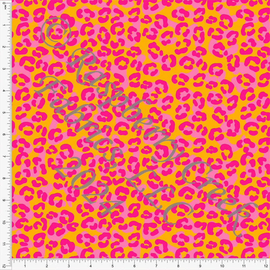 Tonal Lipstick Pink and Orange Leopard Print Fabric, Bright by Brittney Laidlaw for Club Fabrics