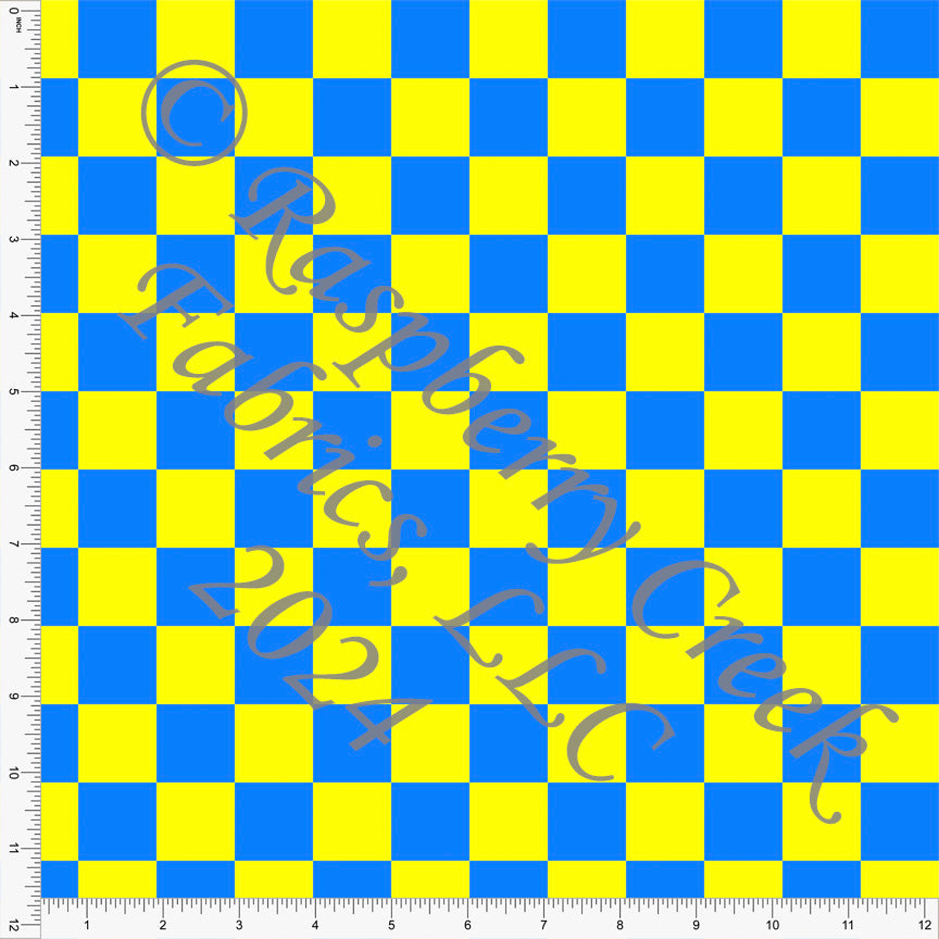 Bright Blue and Neon Yellow Checker Print Fabric, Bright by Brittney Laidlaw for Club Fabrics