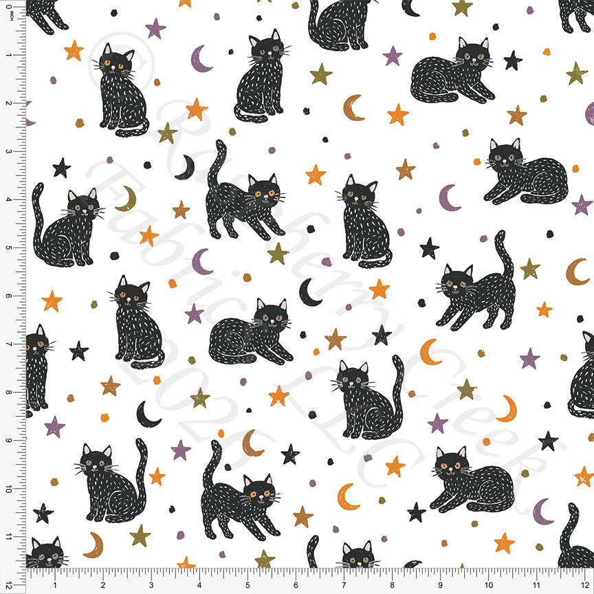 Black Orange Deep Lime Dusty Purple Cats, Halloween 2026 by Brittney Laidlaw for CLUB Fabrics