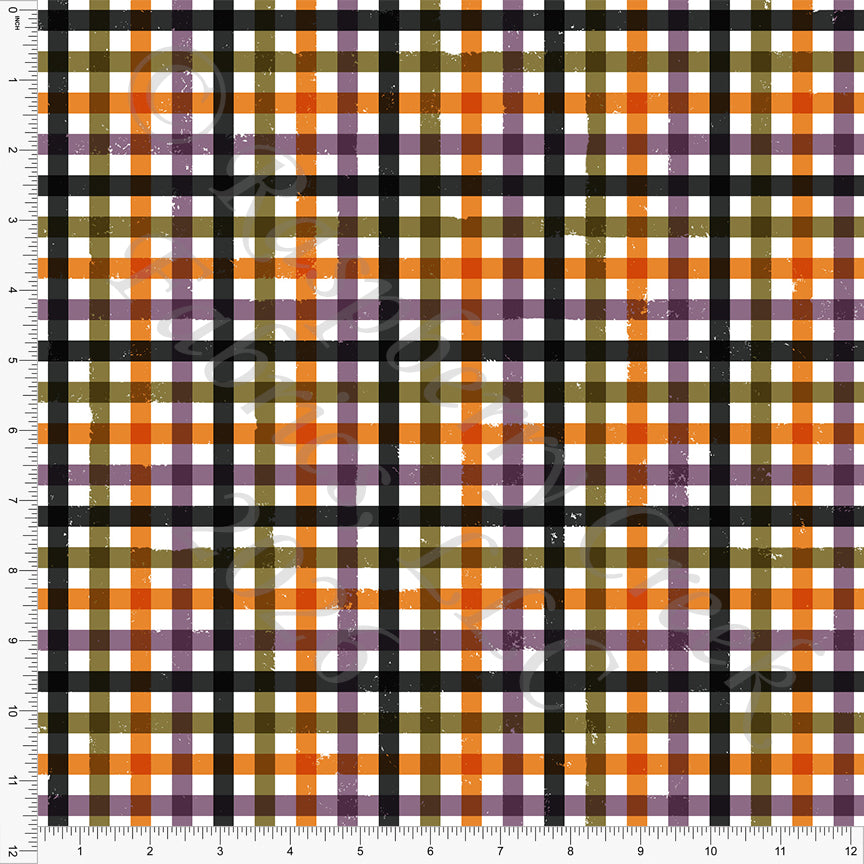 Black Orange Deep Lime Dusty Purple Halloween Multi Plaid, Halloween 2026 by Brittney Laidlaw for CLUB Fabrics