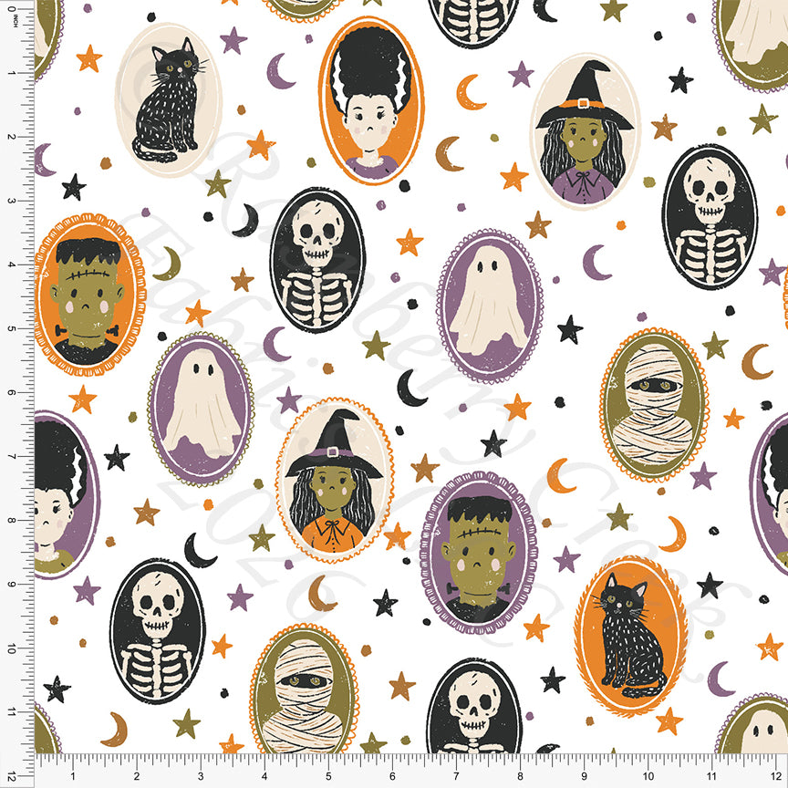 Black Orange Deep Lime Dusty Purple Portraits, Halloween 2026 by Brittney Laidlaw for CLUB Fabrics