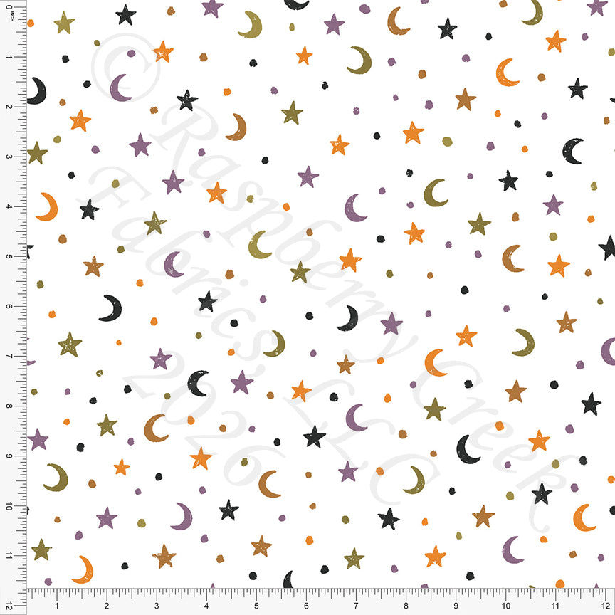 Black Orange Deep Lime Dusty Purple Star Moon, Halloween 2026 by Brittney Laidlaw for CLUB Fabrics