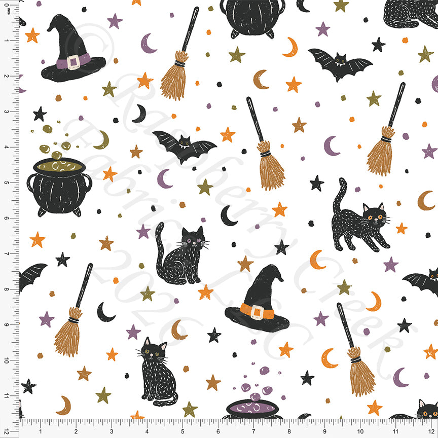 Black Orange Deep Lime Dusty Purple Witchy, Halloween 2026 by Brittney Laidlaw for CLUB Fabrics