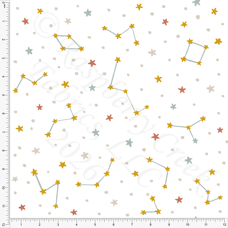 Mustard Khaki Light Rust Light Steel Blue Constellations, Space 2026 by Britney Laidlaw for CLUB Fabrics 