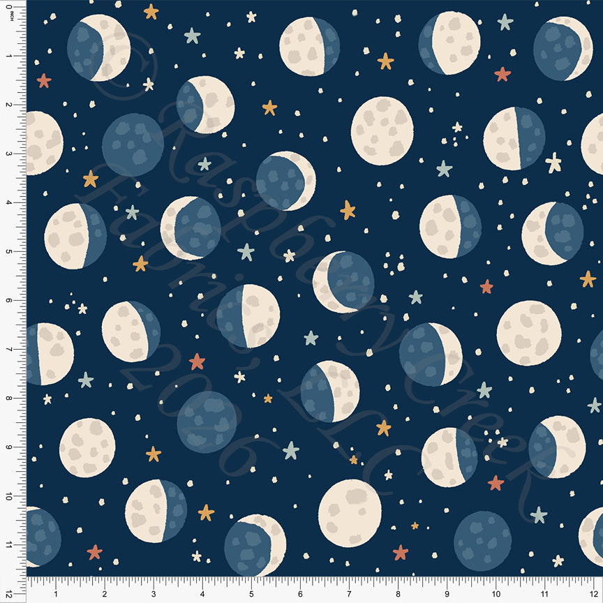 Navy Teal Khaki Moon Phases, Space 2026 by Brittney Laidlaw for CLUB Fabrics