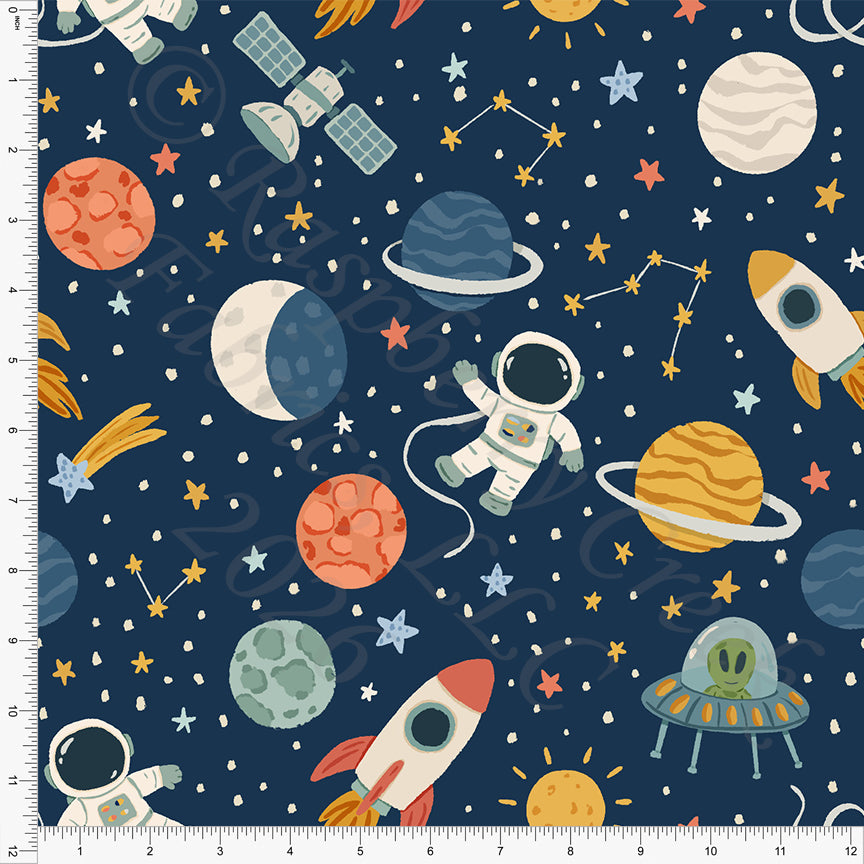 Navy Teal Mustard Rust Khaki Space Main, Space 2026 by Brittney Laidlaw for CLUB Fabrics