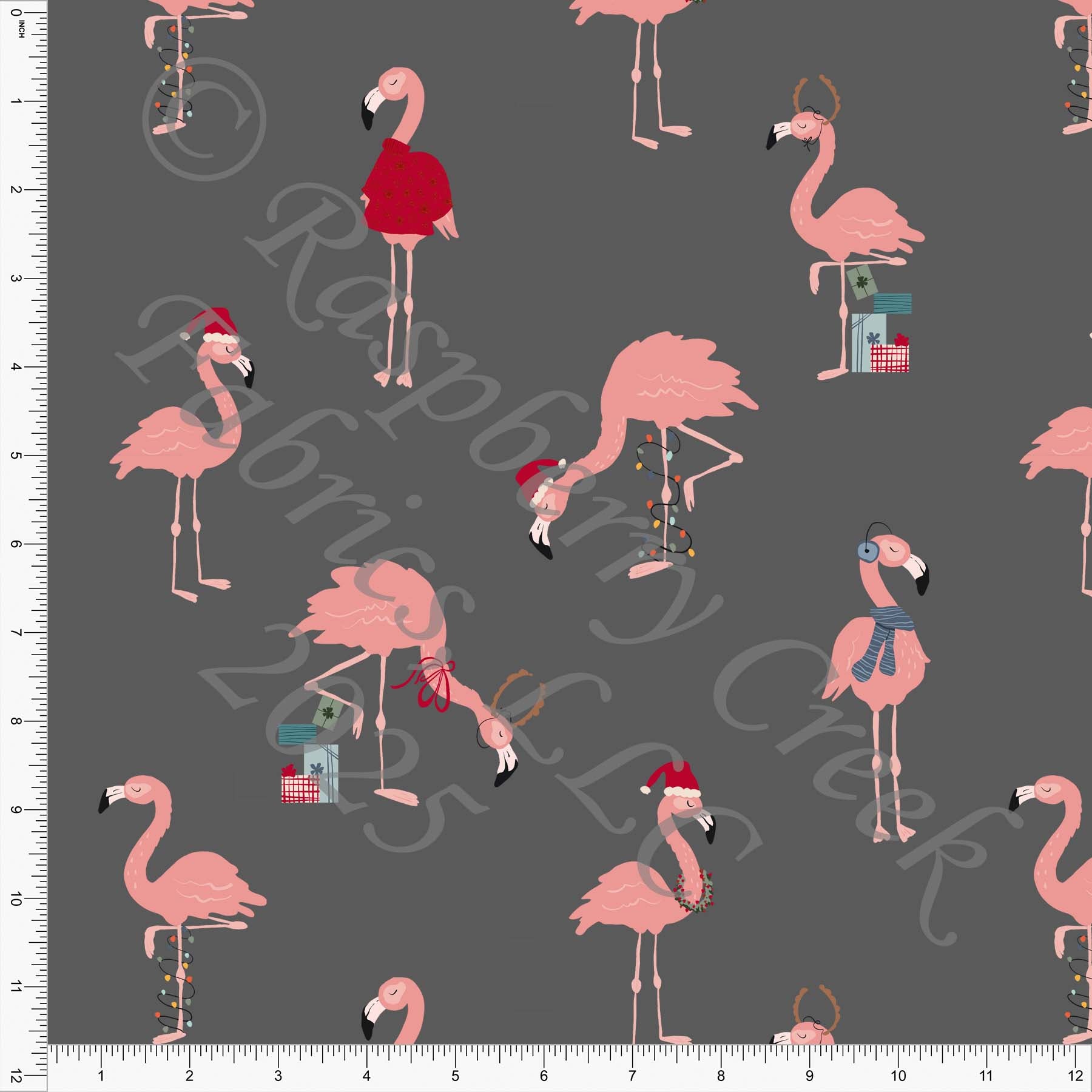 Flamingo Presents Light Salmon Red Steel Blue BP FaLaLaMingo Christmas by Brittney Laidlaw Christmas 2025 CLUB Fabrics
