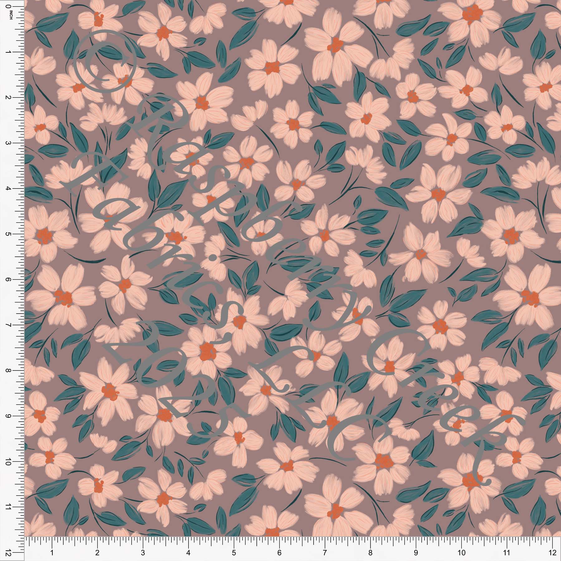 Tonal Peach Teal Mauve Fall Floral 2025 by Brittney Laidlaw Fall 2025 CLUB Fabrics