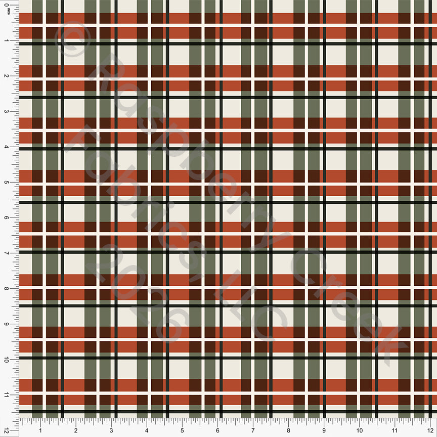 Cream Rust Hunter Green Deep Sage Plaid, Woodland Noel by Brittney Laidlaw for CLUB Fabrics