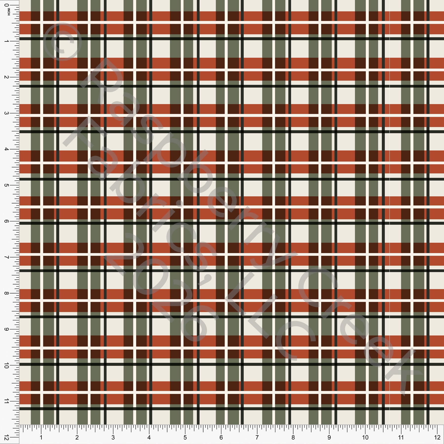 Cream Rust Hunter Green Deep Sage Plaid, Woodland Noel by Brittney Laidlaw for CLUB Fabrics