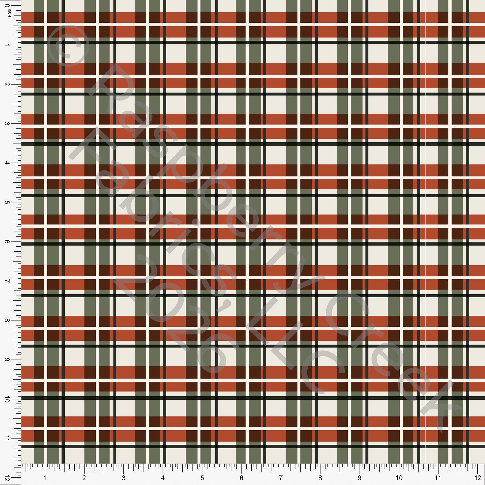 Cream Rust Hunter Green Deep Sage Plaid, Woodland Noel by Brittney Laidlaw for CLUB Fabrics